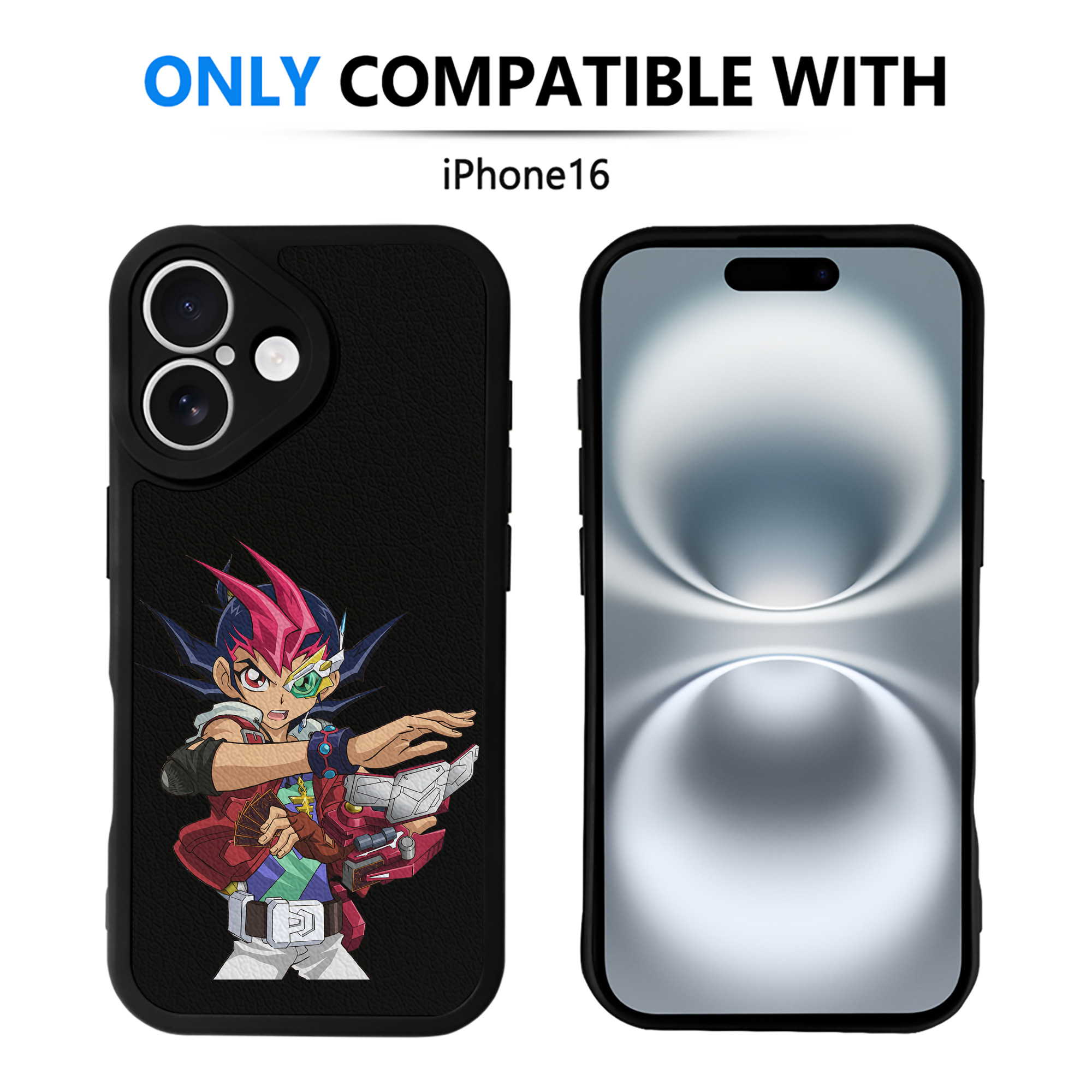 （画像用） 遊☆戯☆王 Yu-Gi-Oh! 【iPhone 16シリーズ対応】シリコンスマホケース（レザー調） 材質：シリコン